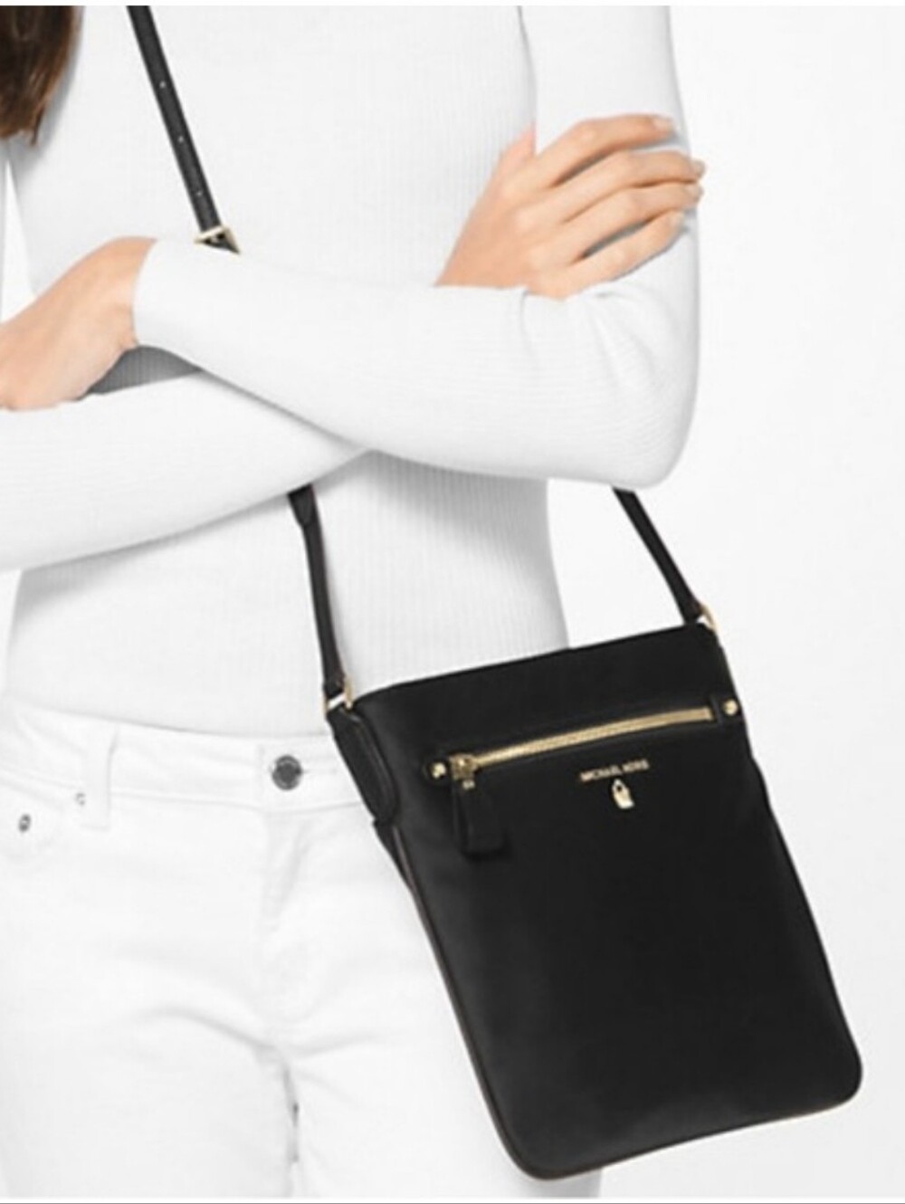 Michael Michael Kors Kelsey Nylon Crossbody bag with gold-tone